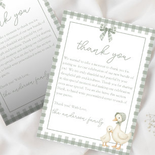 Silly Goose Sage Green Coquette Flat Thank You Card