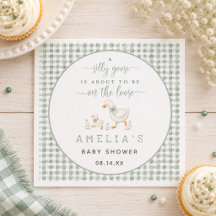 Silly Goose Sage Green Gingham Baby Shower