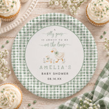 Silly Goose Sage Green Gingham Baby Shower