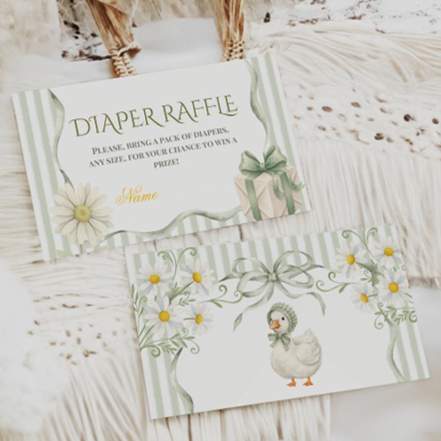 Silly Goose Sage Green Neutral Baby Shower Diaper Enclosure Card (Creator Uploaded)