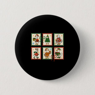 Silly Goose Santa Christmas Stamp Cute Merry Goose 6 Cm Round Badge