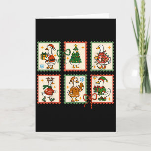 Silly Goose Santa Christmas Stamp Cute Merry Goose Card