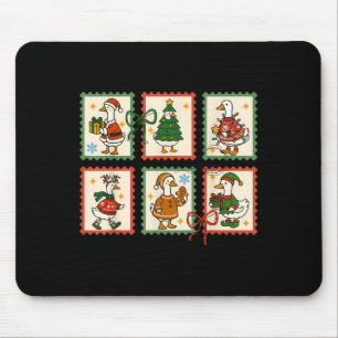 Silly Goose Santa Christmas Stamp Cute Merry Goose Mouse Mat