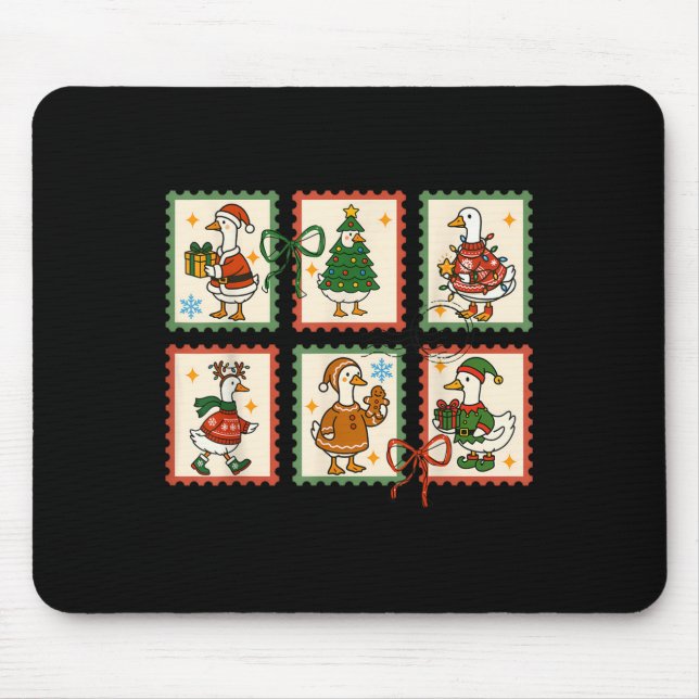 Silly Goose Santa Christmas Stamp Cute Merry Goose Mouse Mat (Front)
