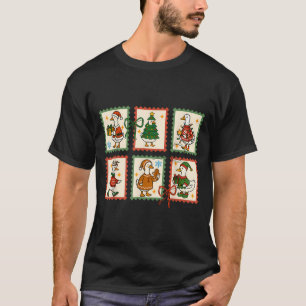 Silly Goose Santa Christmas Stamp Cute Merry Goose T-Shirt