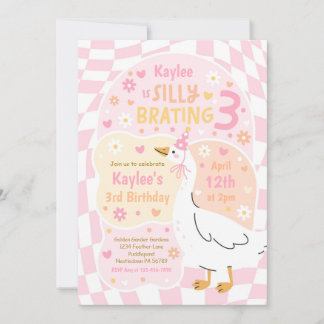 Silly Goose Silly-Brating Three Birthday Party Invitation