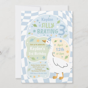 Silly Goose Silly-Brating Three Birthday Party Invitation