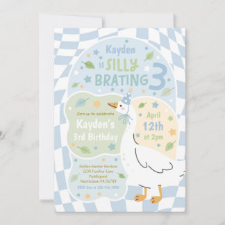 Silly Goose Silly-Brating Three Birthday Party Invitation