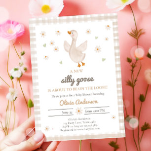 Silly Goose Spring Farm Daisy Gingham Baby Shower Invitation