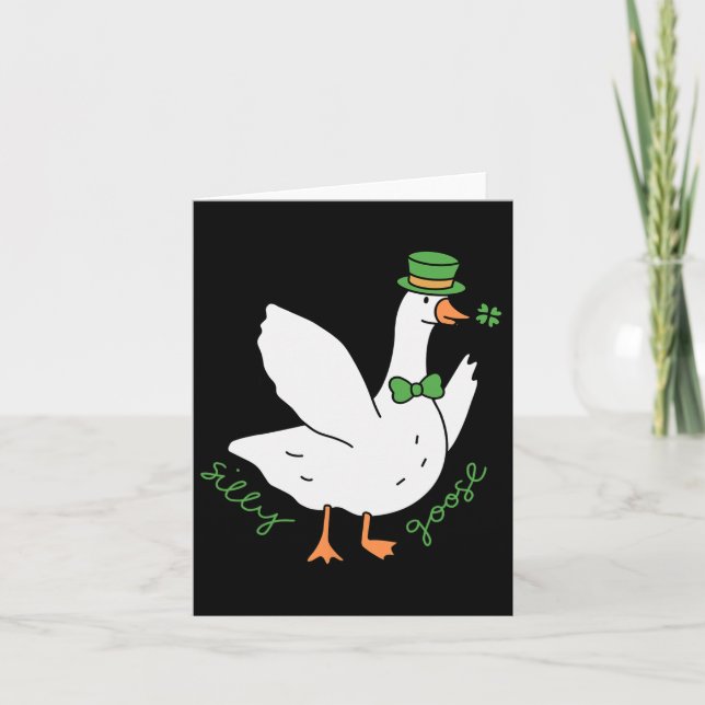 Silly Goose St Patrick's Day Leprechaun Hat Irish  Card (Front)