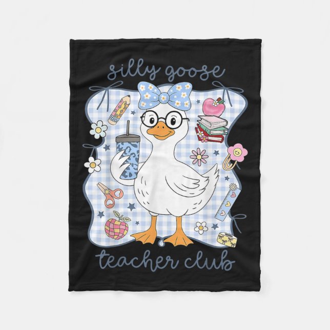 Silly Goose Teacher Club Back To School Funny Firs Fleece Blanket (Front)