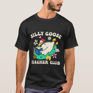 Silly Goose Teacher Club Retro Groovy Teacher Back T-Shirt