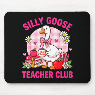 Silly Goose Teacher Club Valentine Heart Pink Bow Mouse Mat