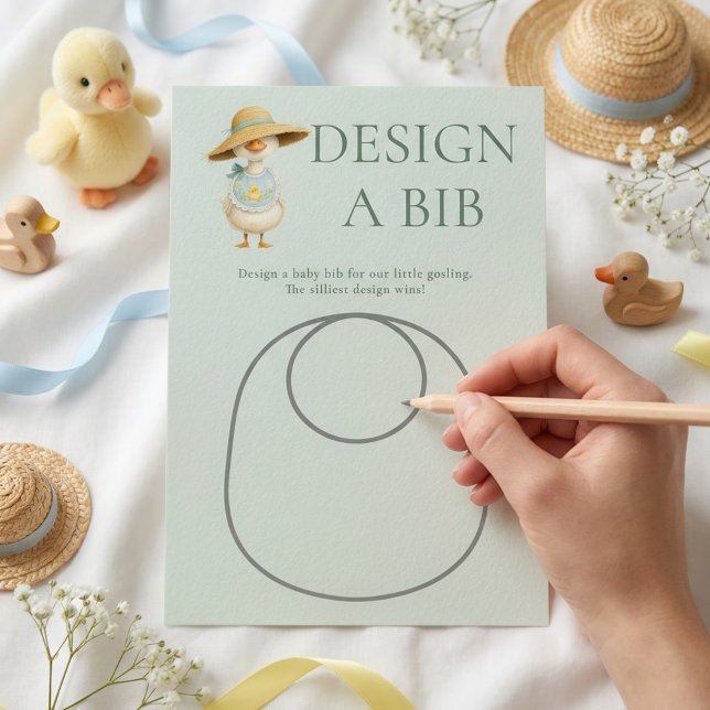 Silly Goose Teal Design Bib Baby Shower Game Card (Creator Uploaded)
