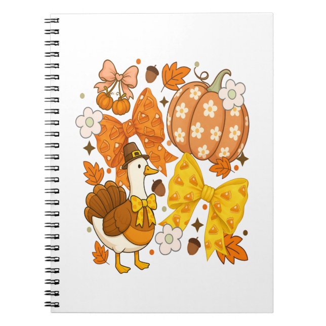 Silly Goose Thankgiving Coquette Turkey Notebook (Front)