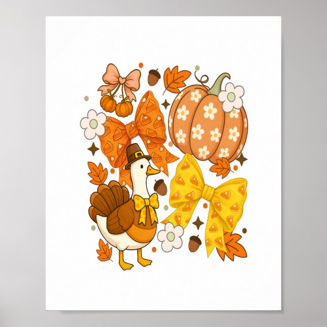 Silly Goose Thankgiving Coquette Turkey Poster (Front)