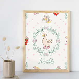 Silly Goose Theme Cute Geese Pink Custom  Poster