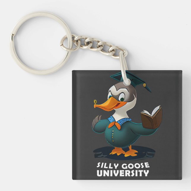 Silly Goose University Student Funny Key Ring (Front)