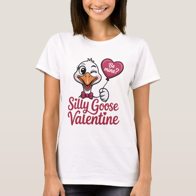 Silly Goose Valentine Shirt - Cute Winking Goose H (Front)
