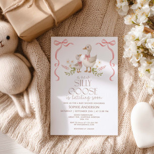 Silly Goose Vinatge Bow Girl Baby Shower Invitation