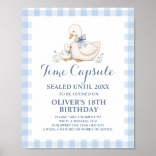 Silly Goose Vintage Blue 1st Birthday Time Capsule Poster