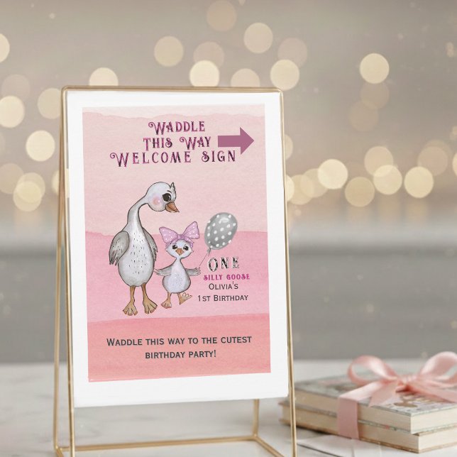 Silly Goose| Waddle This Way Welcome Sign Invitation (Silly Goose & Pink Bow | Waddle This Way Welcome Sign Downloadable)