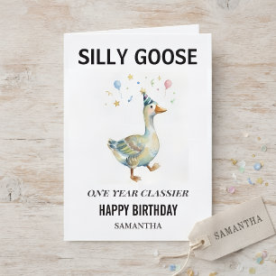 Silly Goose Watercolor Funny Birthday Card