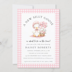 Silly Goose Watercolor Girl Baby Shower Invitation