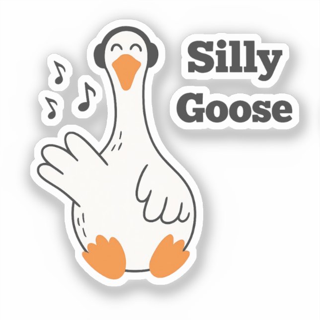 Silly Goose Wearing Headphones – Cute Funny Goose (Front)