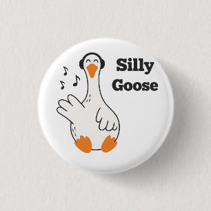 Silly Goose Wearing Headphones – Cute Funny Goose 3 Cm Round Badge