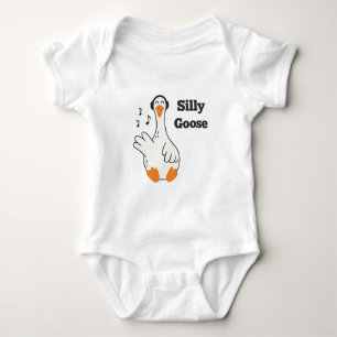 Silly Goose Wearing Headphones – Cute Funny Goose Baby Bodysuit