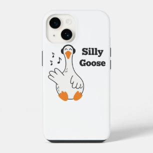 Silly Goose Wearing Headphones – Cute Funny Goose iPhone 14 Case