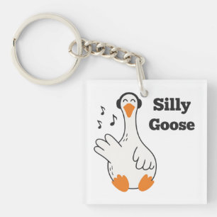 Silly Goose Wearing Headphones – Cute Funny Goose Key Ring