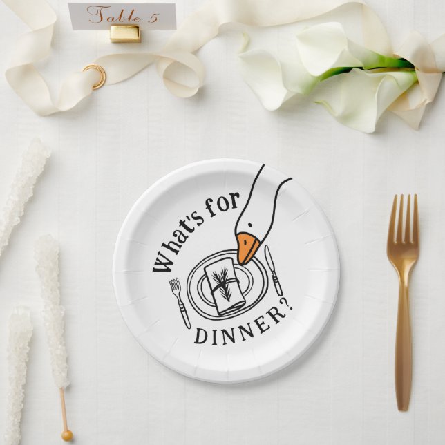 Silly Goose What's for Dinner Paper Plate (Wedding)