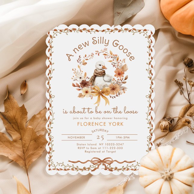 Silly Goose Whimsical Fall Baby shower Invitation (Creator Uploaded)