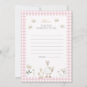 Silly Goose Whimsical Pink Baby Shower Advice Card