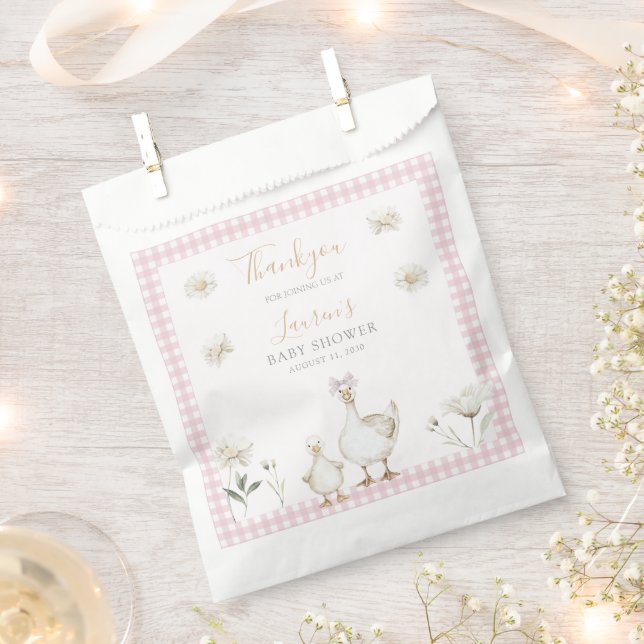 Silly Goose Whimsical Pink Bow Baby Girl Shower Favour Bags (Clipped)