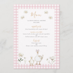 Silly Goose Whimsical Pink Bow Baby Girl Shower Menu