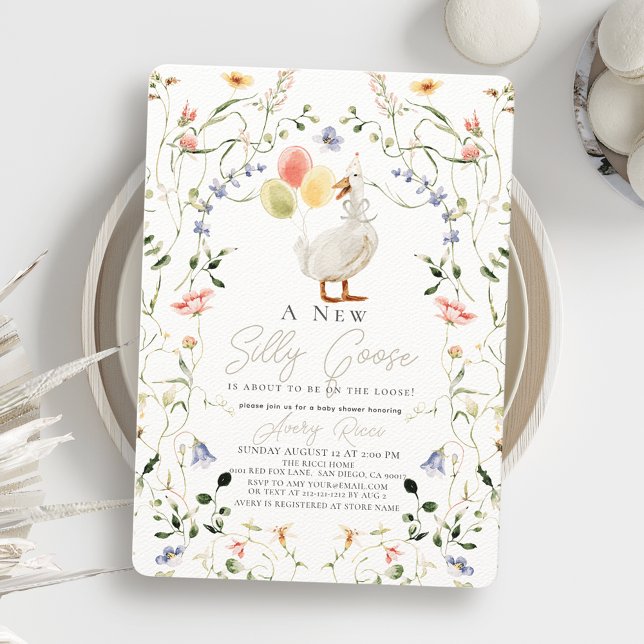 Silly Goose Wildflower Floral Baby Shower Invitation (Creator Uploaded)