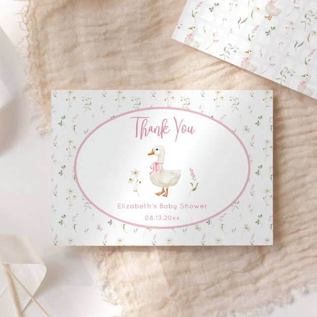 Silly Goose Wildflower Girl Baby Shower Thank You Card (Creator Uploaded)