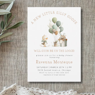 Silly Goose Woodland Balloons Gift Baby Shower  Invitation