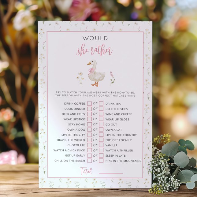 Silly Goose Would she rather Girl Baby shower game (Creator Uploaded)