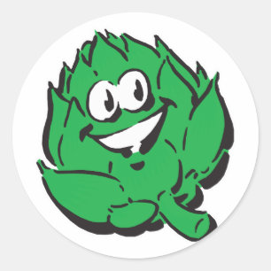 silly happy artichoke classic round sticker