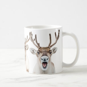 Silly Happy Reindeer Mug, Clean and Modern Coffee Mug
