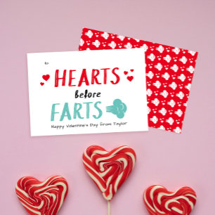Silly Hearts Before Farts Classroom Valentine Note Card