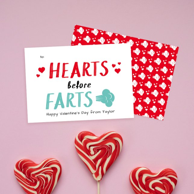 Silly Hearts Before Farts Classroom Valentine Note Card (Creator Uploaded)