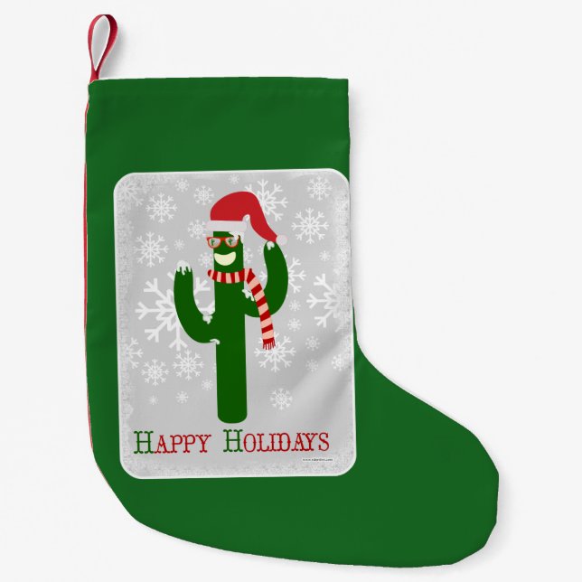 Silly Holiday Christmas Cactus Small Christmas Stocking (Front)