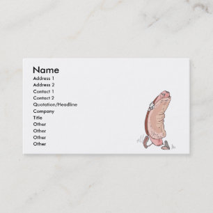silly hot dog in bun cartoon character business card