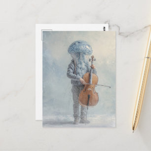 Silly Jellyfish Person Making Music Postcard