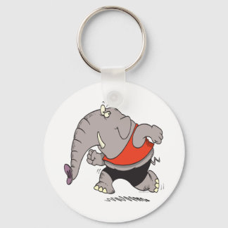 silly jogger jogging elephant cartoon key ring